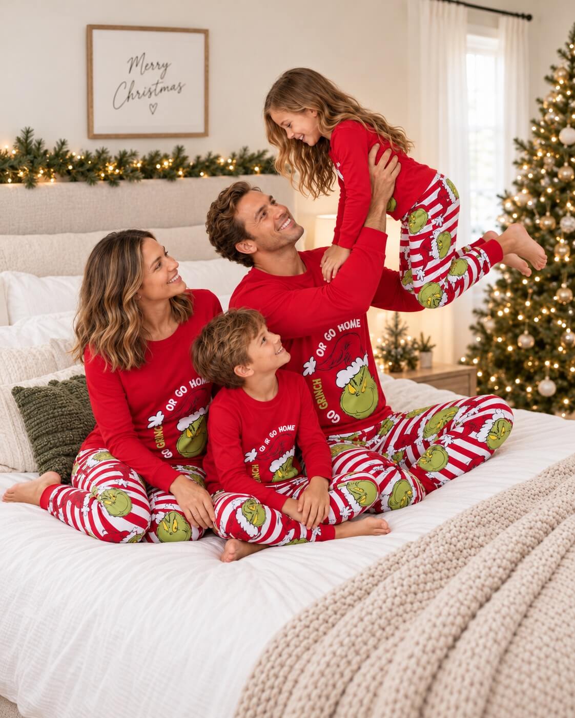 „Merry Grinch“-Partner-Weihnachtspyjamas für die Familie – Hundepyjamas inklusive
