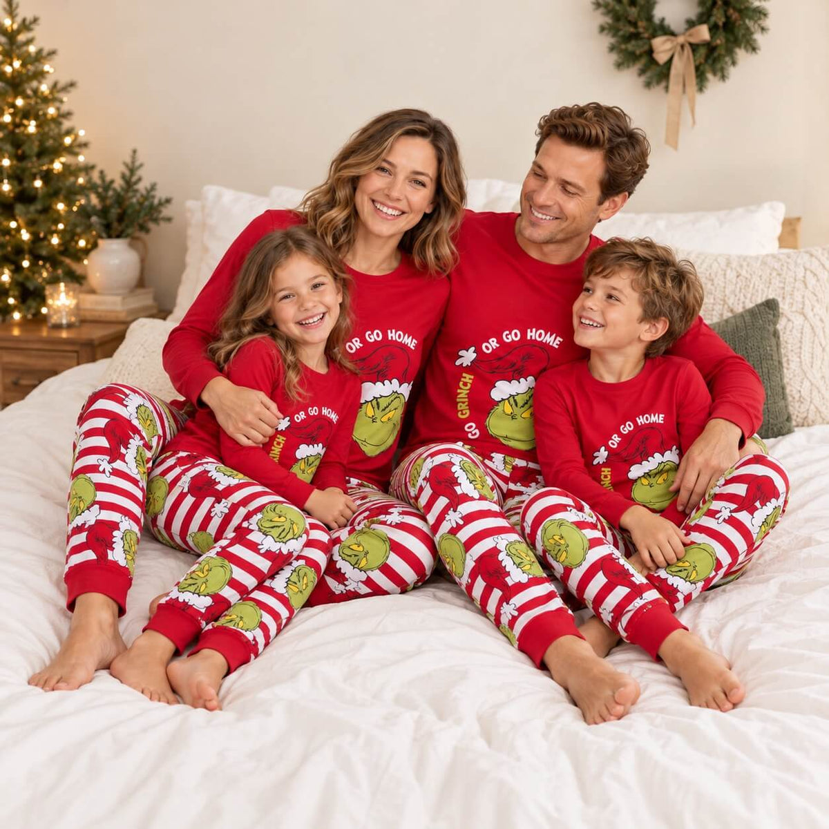 „Merry Grinch“-Partner-Weihnachtspyjamas für die Familie – Hundepyjamas inklusive
