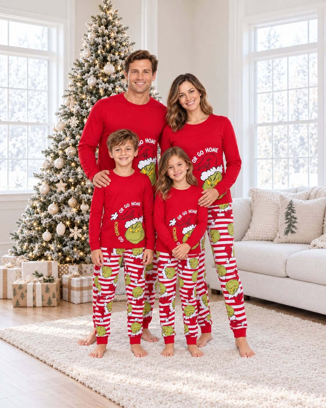 „Merry Grinch“-Partner-Weihnachtspyjamas für die Familie – Hundepyjamas inklusive