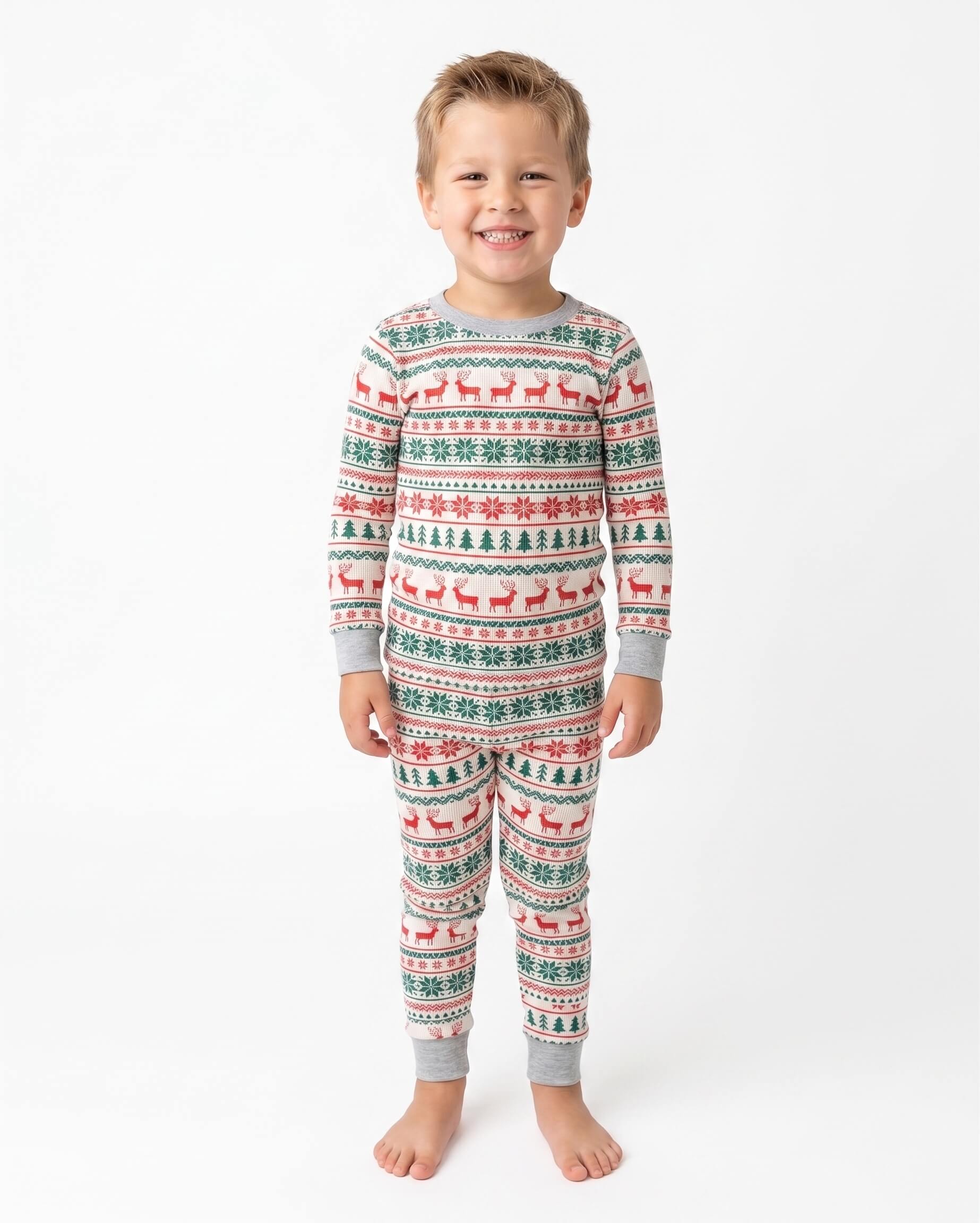 Festive Snowflake Reindeer Family Matching Christmas Pajamas - Dog Clothes Available