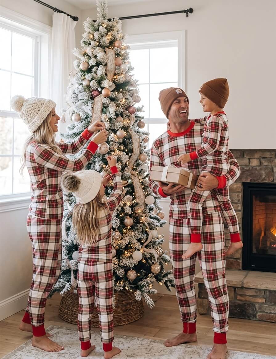 Holiday Plaid Family Matching Christmas Pajamas - Dog Clothes Available