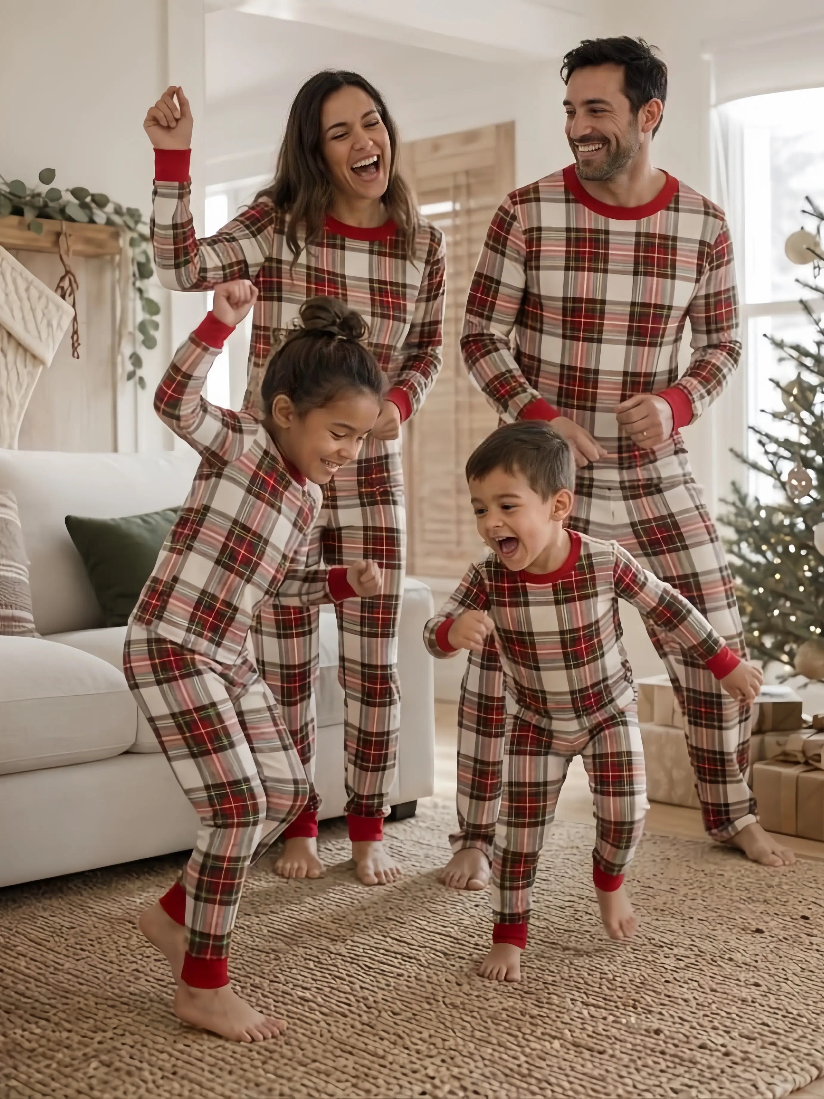 Tartan Plaid Family Matching Christmas Pajamas - Dog Clothes Available