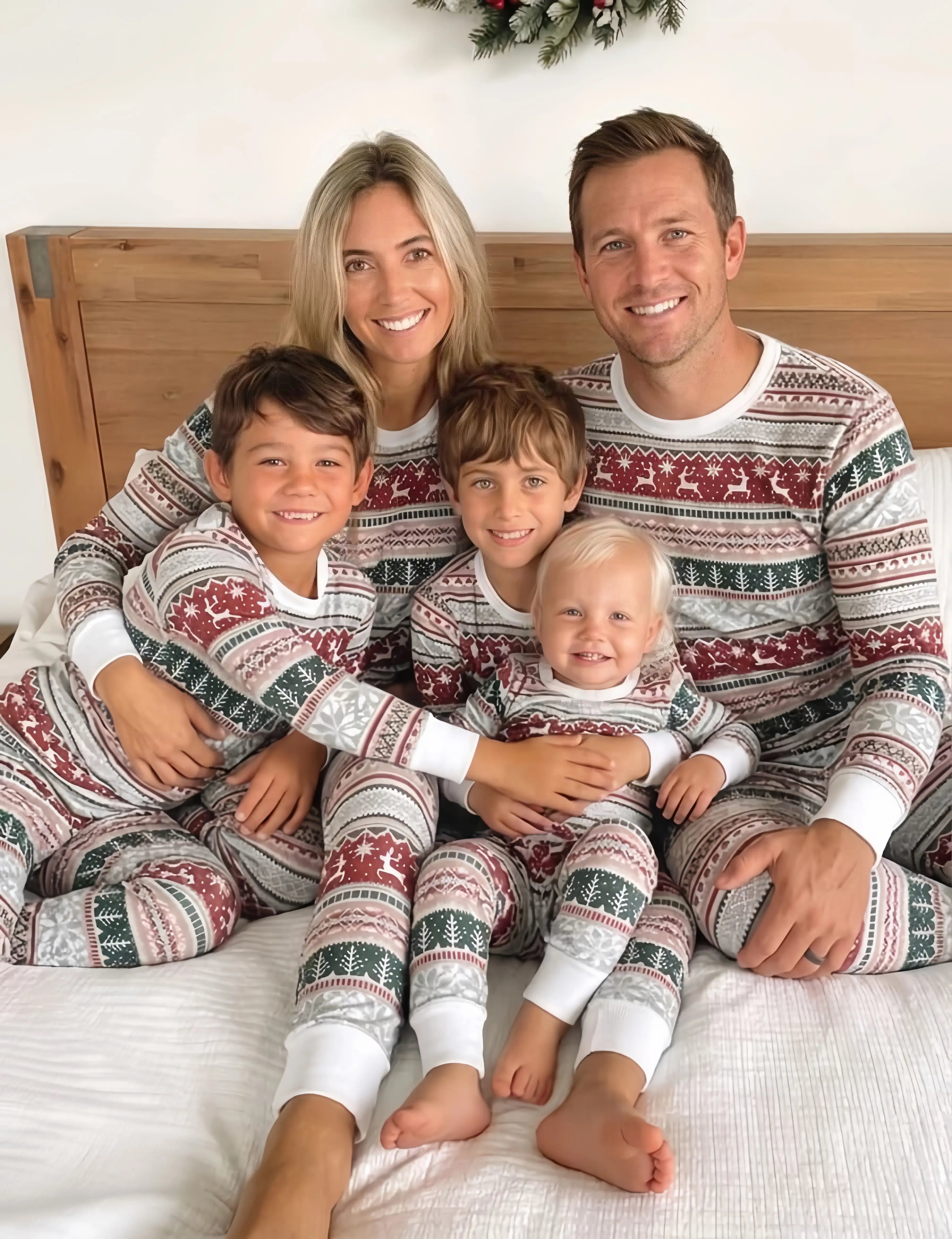 Classic Holiday Print Family Matching Christmas Pajamas - Dog Clothes Available