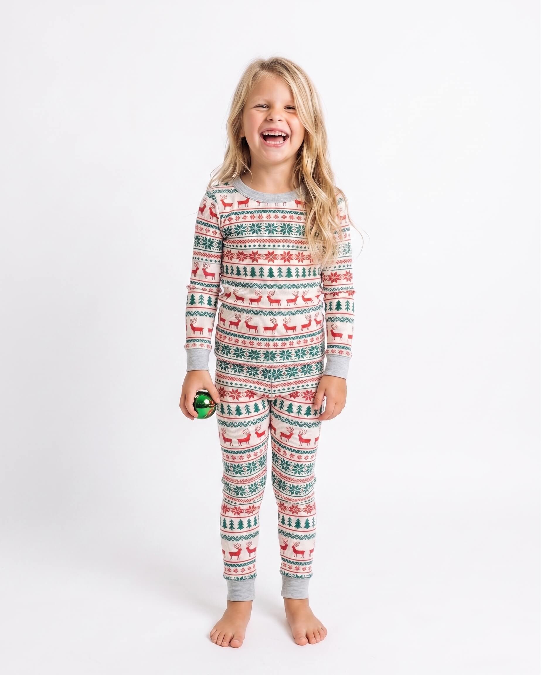Festive Snowflake Reindeer Family Matching Christmas Pajamas - Dog Clothes Available