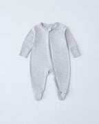 Heather gray bamboo-blend footed baby romper