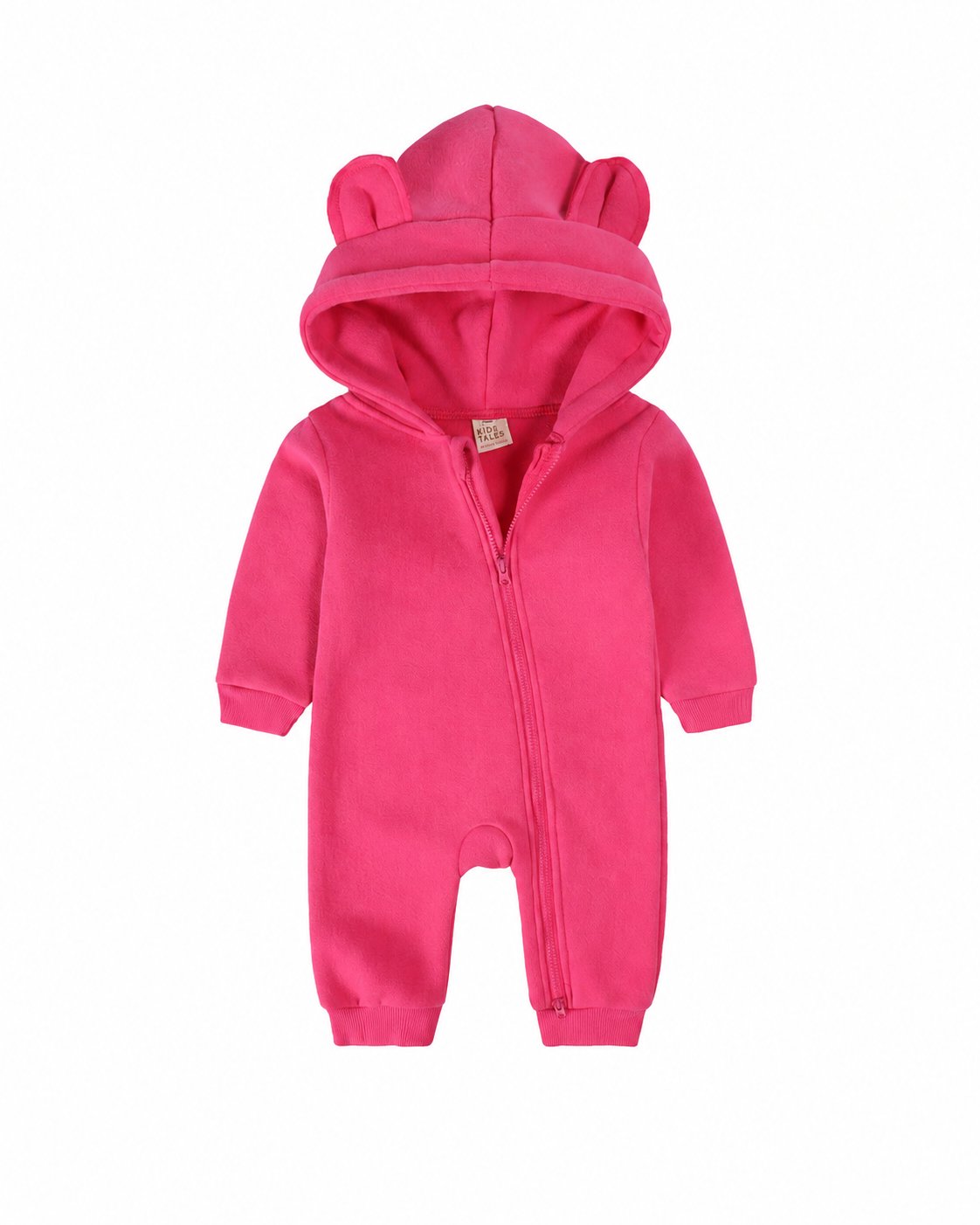 Hot Pink bear-ear hooded baby romper shown in the supplier product photo