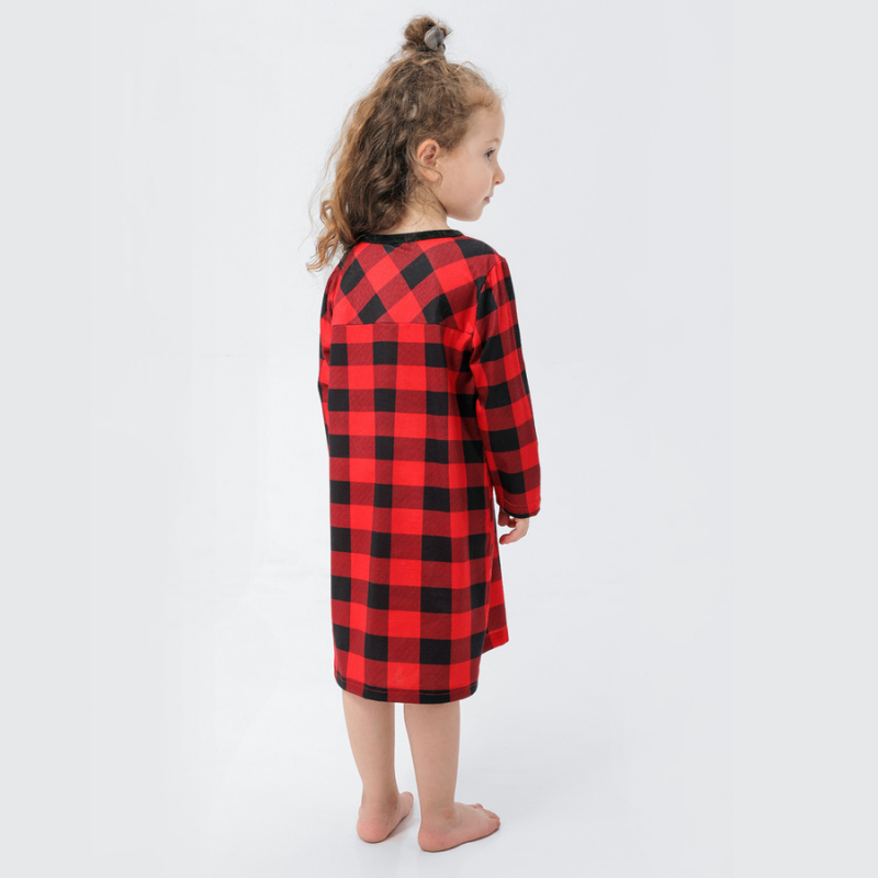 Buffalo Plaid Christmas Pajamas Print Detail – Festive Holiday Plaid Pattern Close-Up
