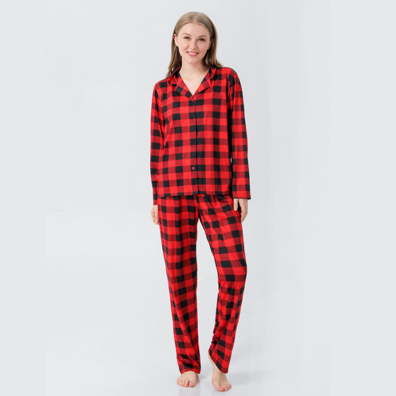 Buffalo Plaid Christmas Pajamas Women – Adults Matching Holiday Sleepwear