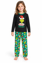 Passende Grinch-Weihnachtspyjamas für die Familie in Schwarz und Grün