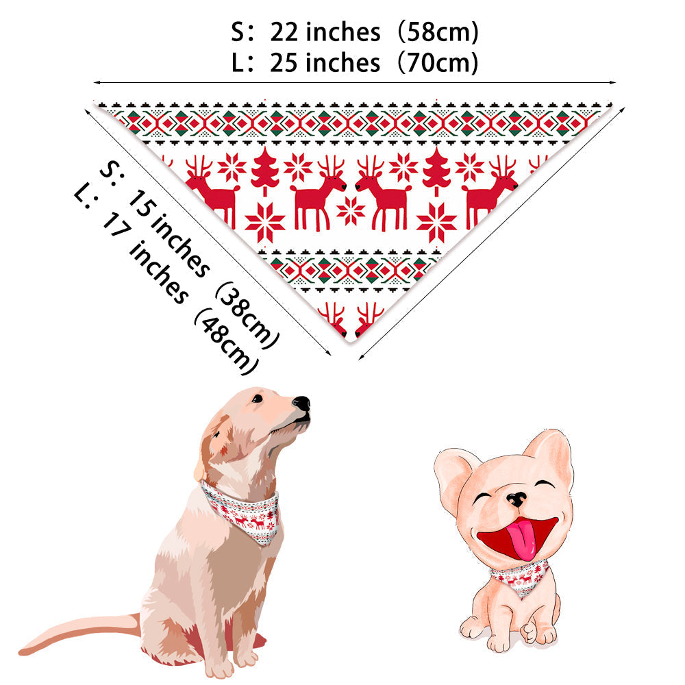 Size chart diagram for matching Fair Isle dog bandana showing small and large dimensions in inches and centimeters.