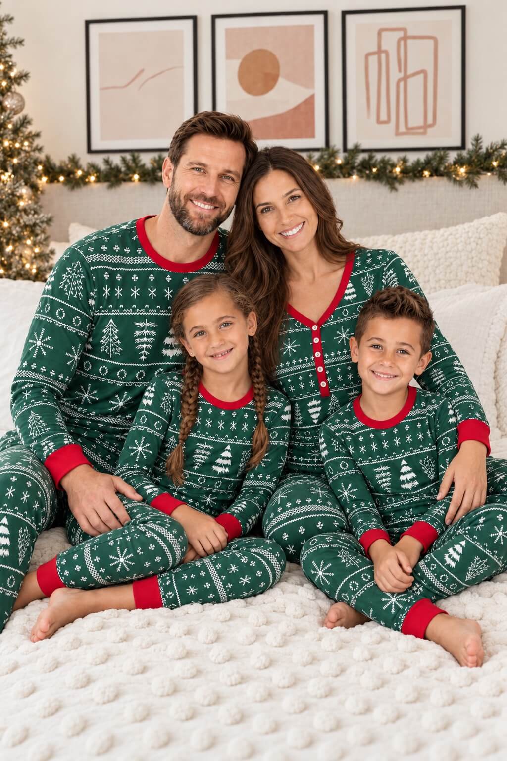 Pyjama de Noël assorti pour toute la famille, vert forêt - Vêtements pour chien disponibles