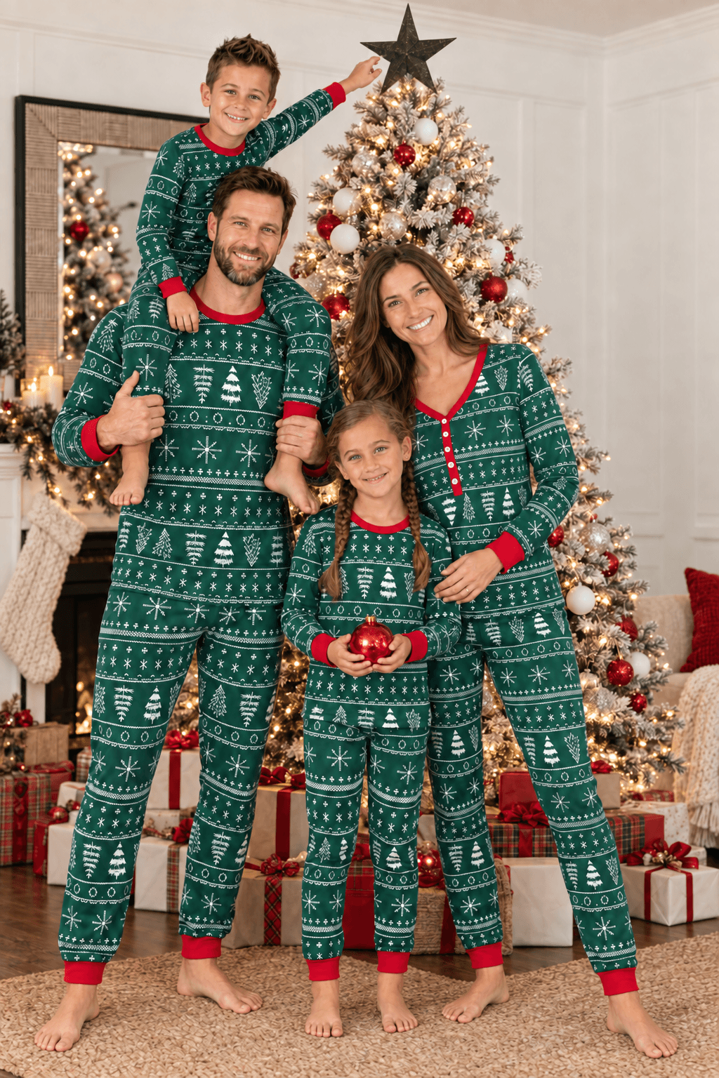 Pyjama de Noël assorti pour toute la famille, collection Evergreen - Vêtements pour chien disponibles