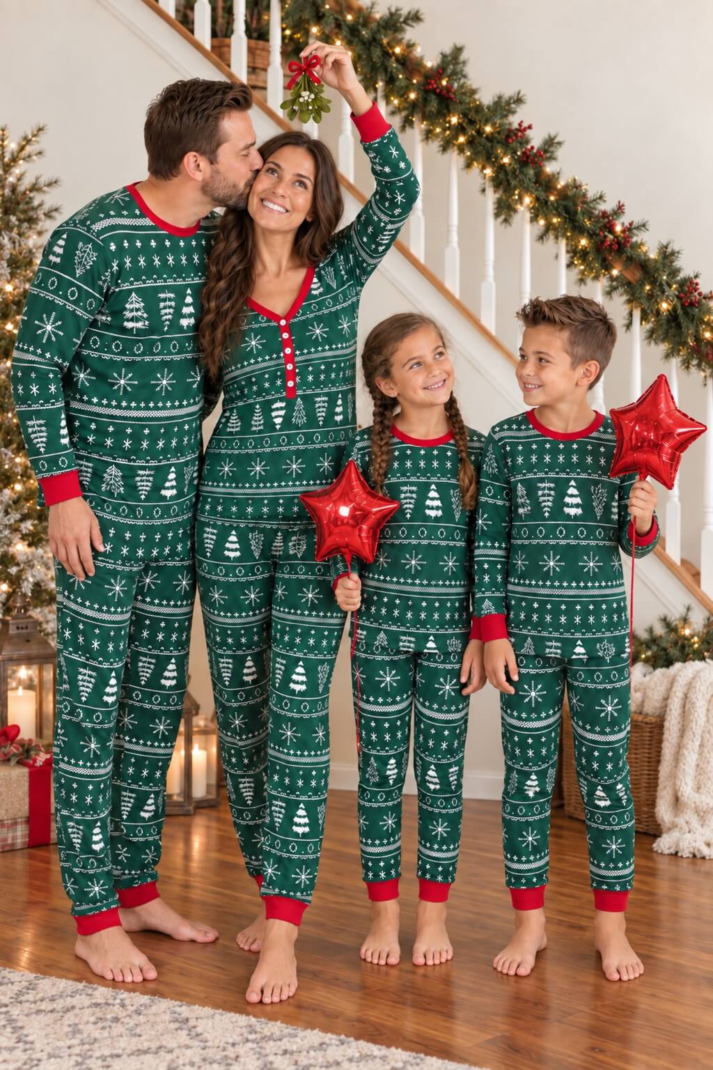 Pyjama de Noël assorti pour toute la famille, vert forêt - Vêtements pour chien disponibles