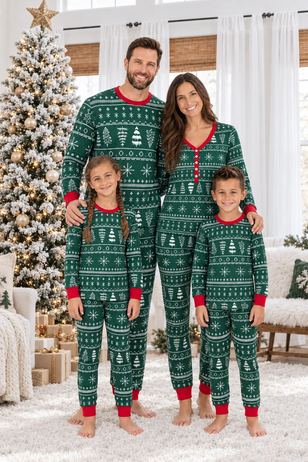 Pyjama de Noël assorti pour toute la famille, collection Evergreen - Vêtements pour chien disponibles
