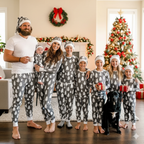 Gray White Christmas Tree Print Family Christmas Pajamas with Dog Pajamas – Complete Matching Set