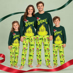 Niedliche grüne Grinch-Partner-Weihnachtspyjamas für die Familie