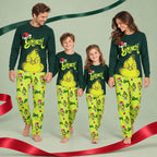 Niedliche grüne Grinch-Partner-Weihnachtspyjamas für die Familie