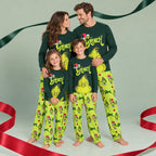 Niedliche grüne Grinch-Partner-Weihnachtspyjamas für die Familie
