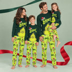 Niedliche grüne Grinch-Partner-Weihnachtspyjamas für die Familie