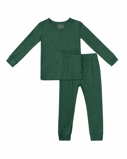 Forest Green long-sleeve two-piece pajama set shown in the supplier product photo