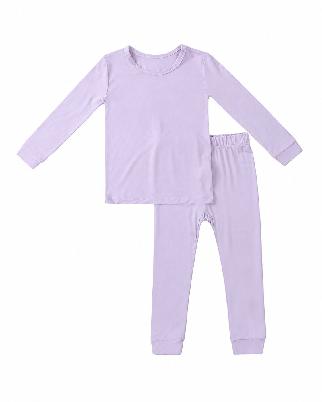 Lavender long-sleeve two-piece pajama set shown in the supplier product photo