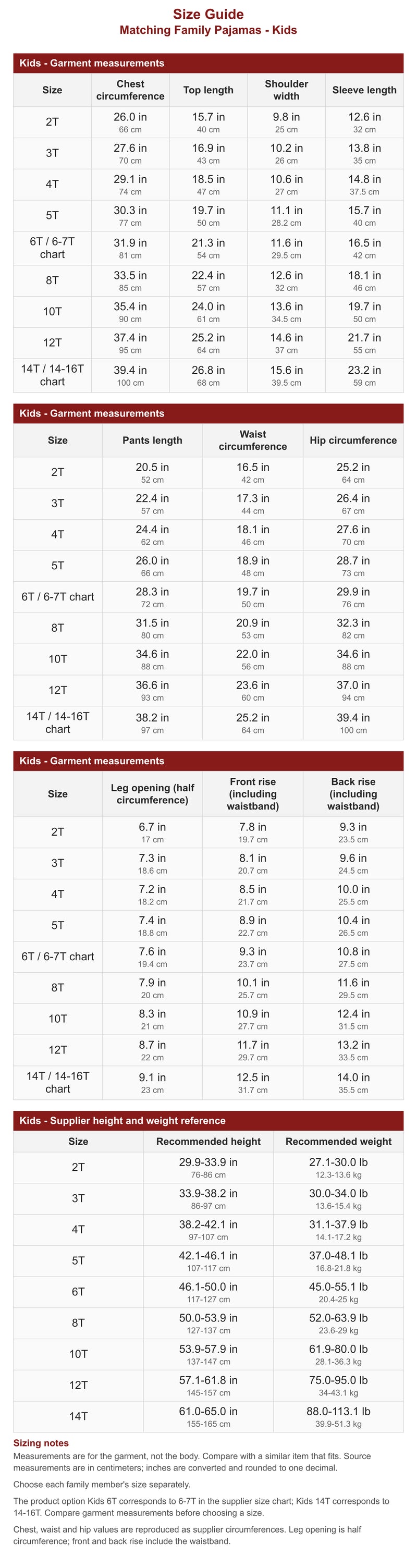 Size Chart