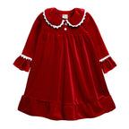 Red Velvet Christmas Pajamas Fabric Detail – Soft Luxurious Velvet Material Close-Up
