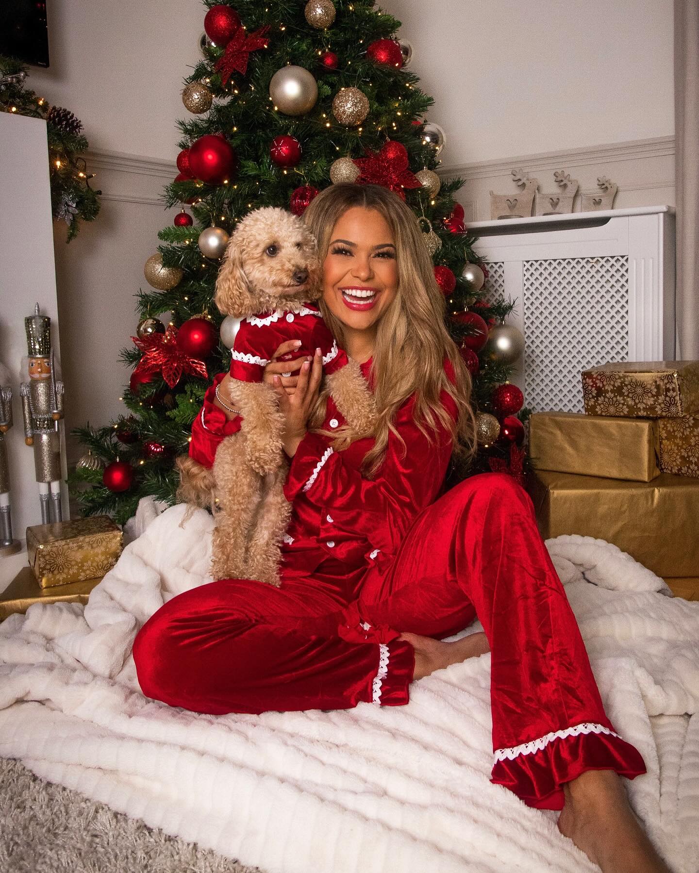 Red Velvet Christmas Pajamas Women – Adults Matching Holiday Sleepwear